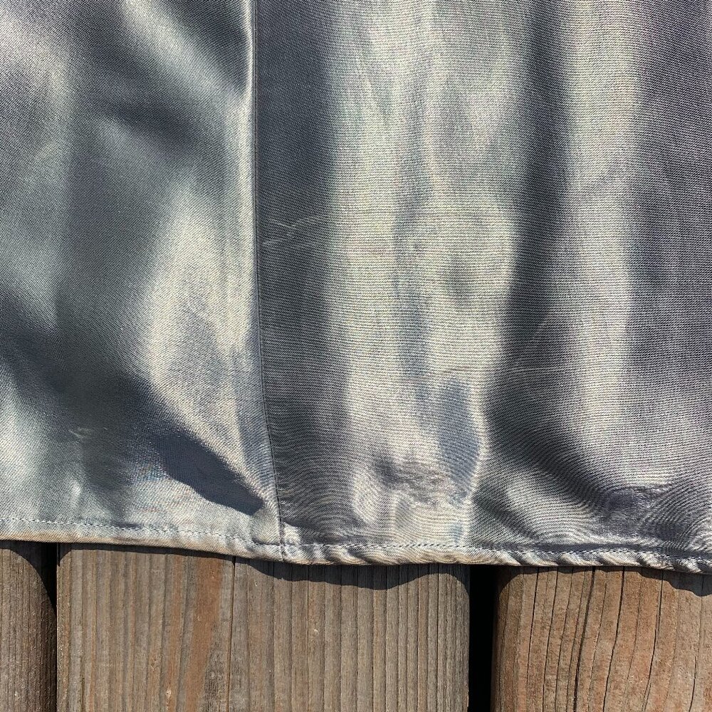 Vintage Silver Satin Maxi Dress with Beaded Bodice Grad Prom dress - Picture 15 of 16